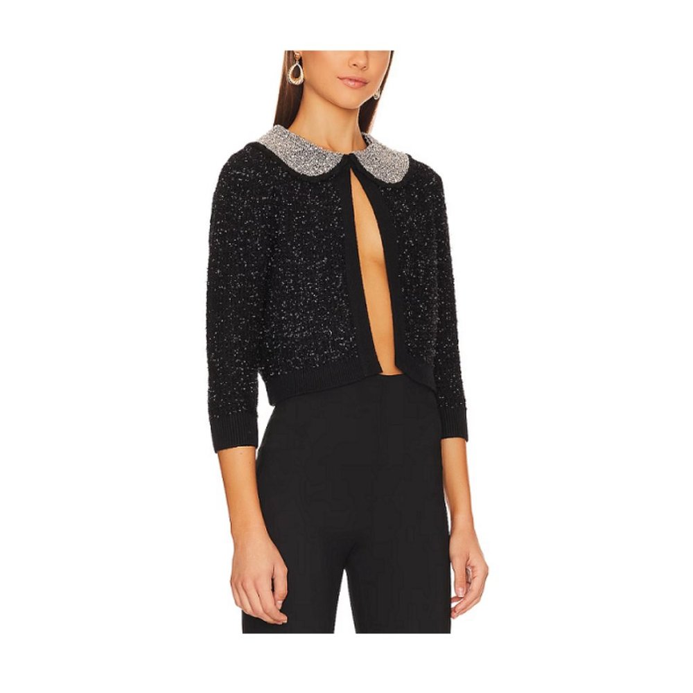 Alice+Olivia Akira Embellished Crop Cardigan